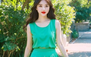 清新自然，展现女性魅力——绿色裙下的自信之美