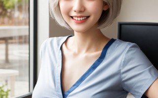 白发美少女办公室性感写真，时尚与魅力并存